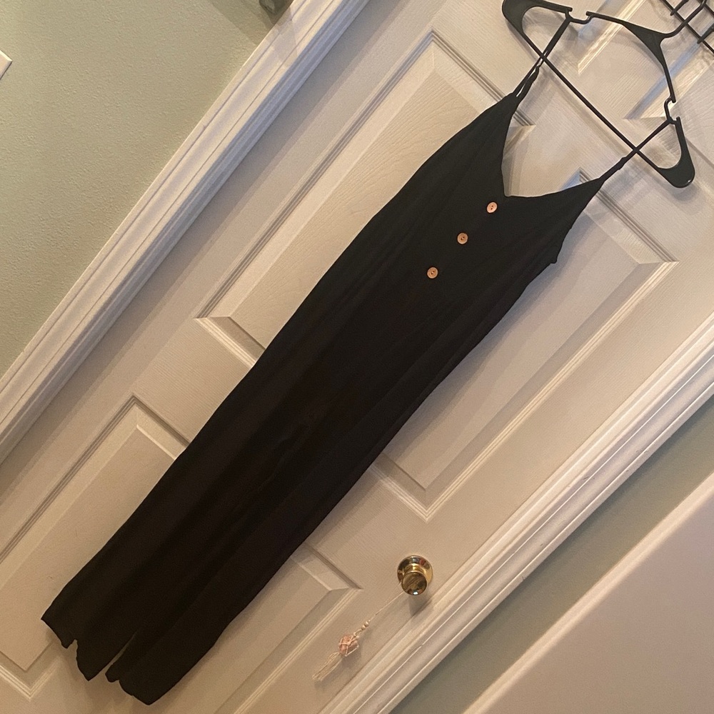 Derek Heart Black jumpsuit with Button Accents - Picture 3 of 11